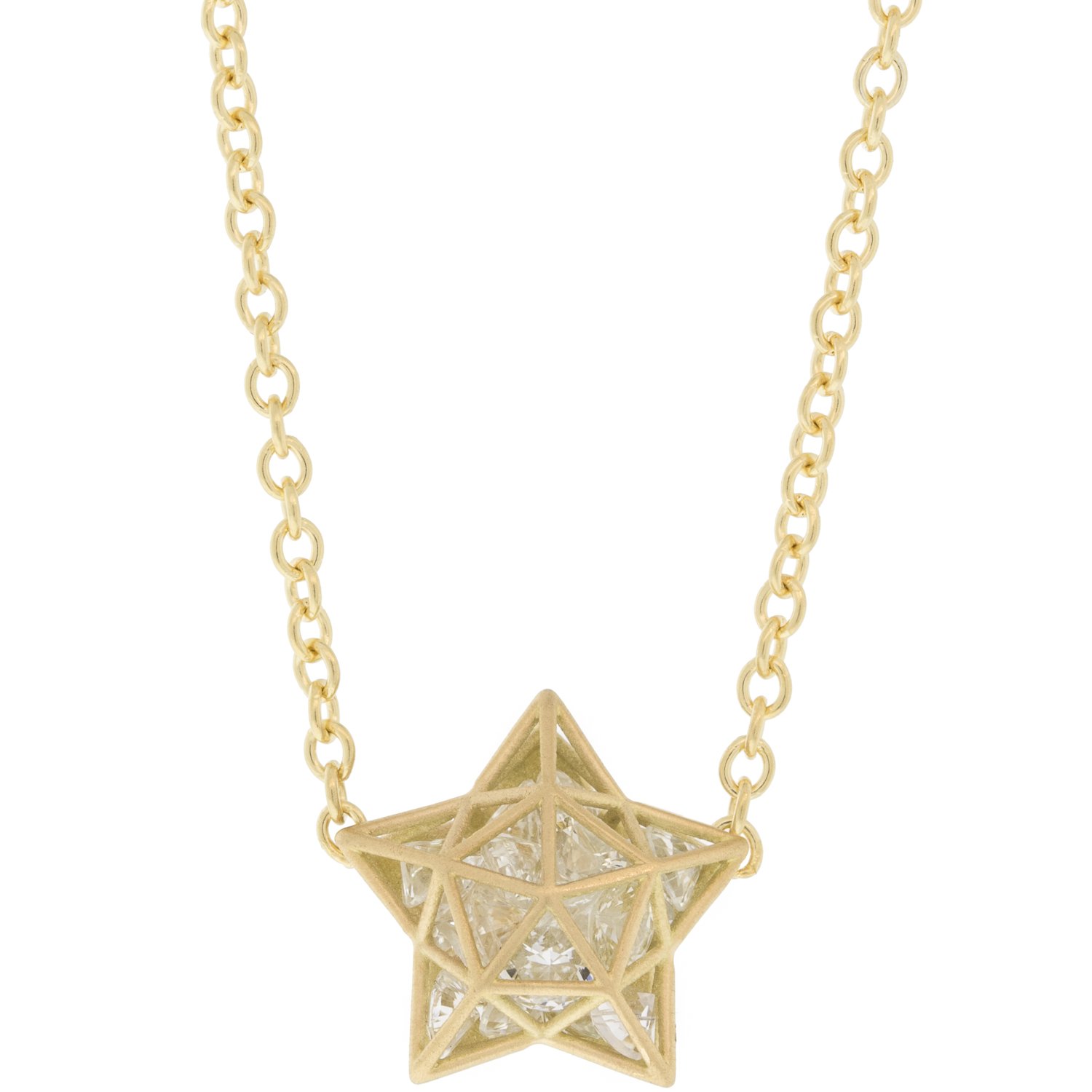 Gold necklace with white sapphires by jewelry designer roule & co