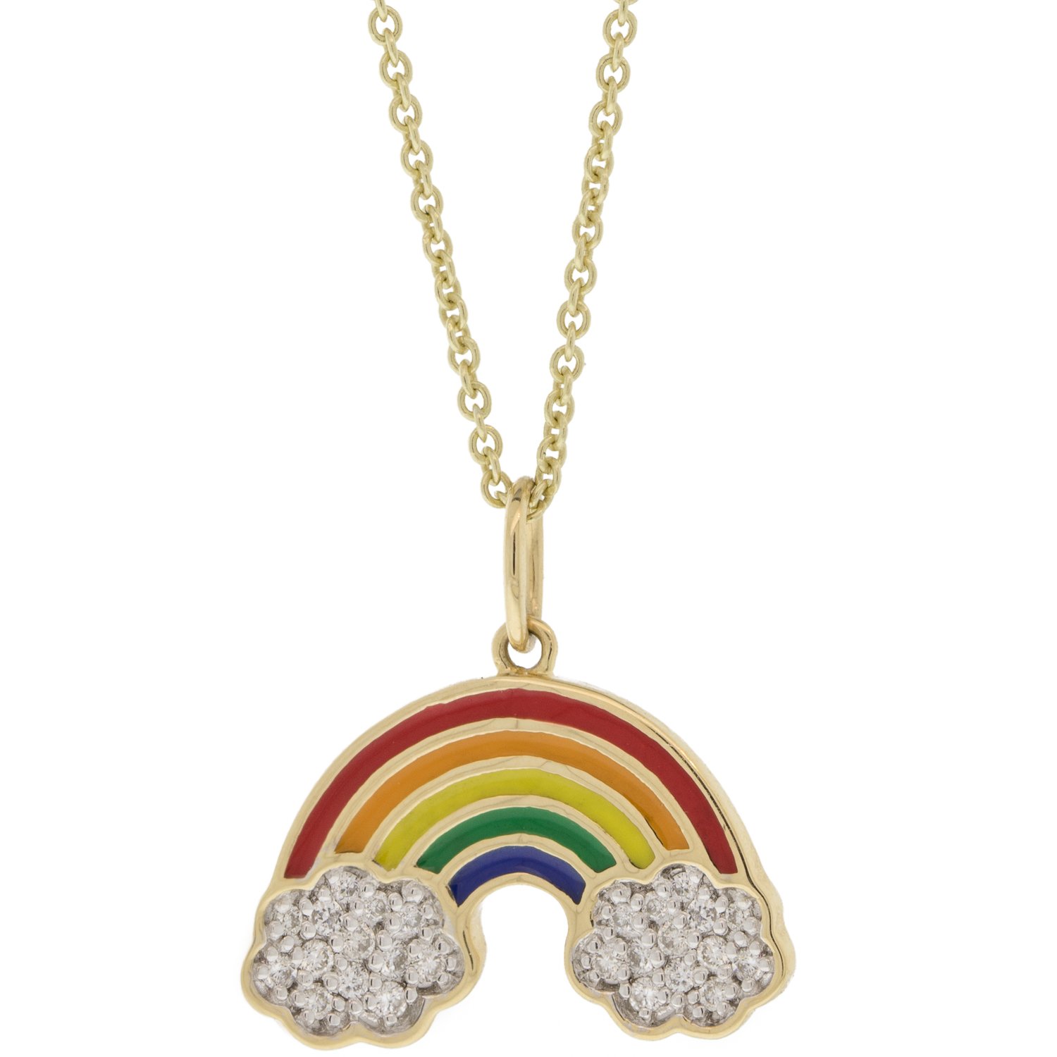 gold necklace with rainbow by jewelry designer sydney evan