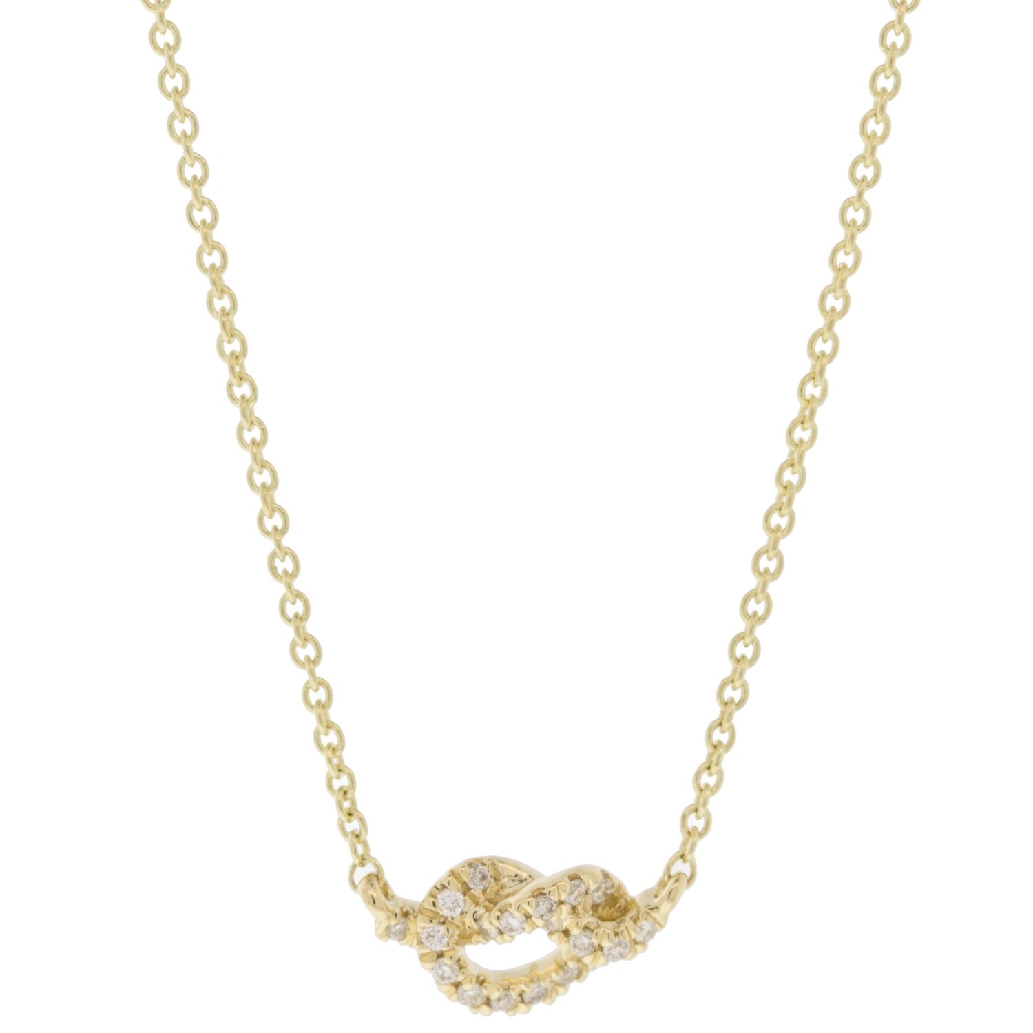 Sydney Evan: 14K pave diamond love knot necklace