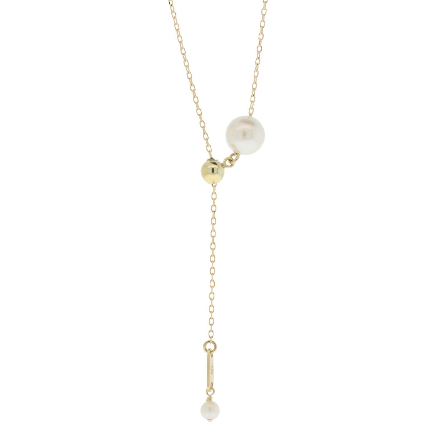 Mizuki: 14K necklace 27" adjustable single akoya pearl slider