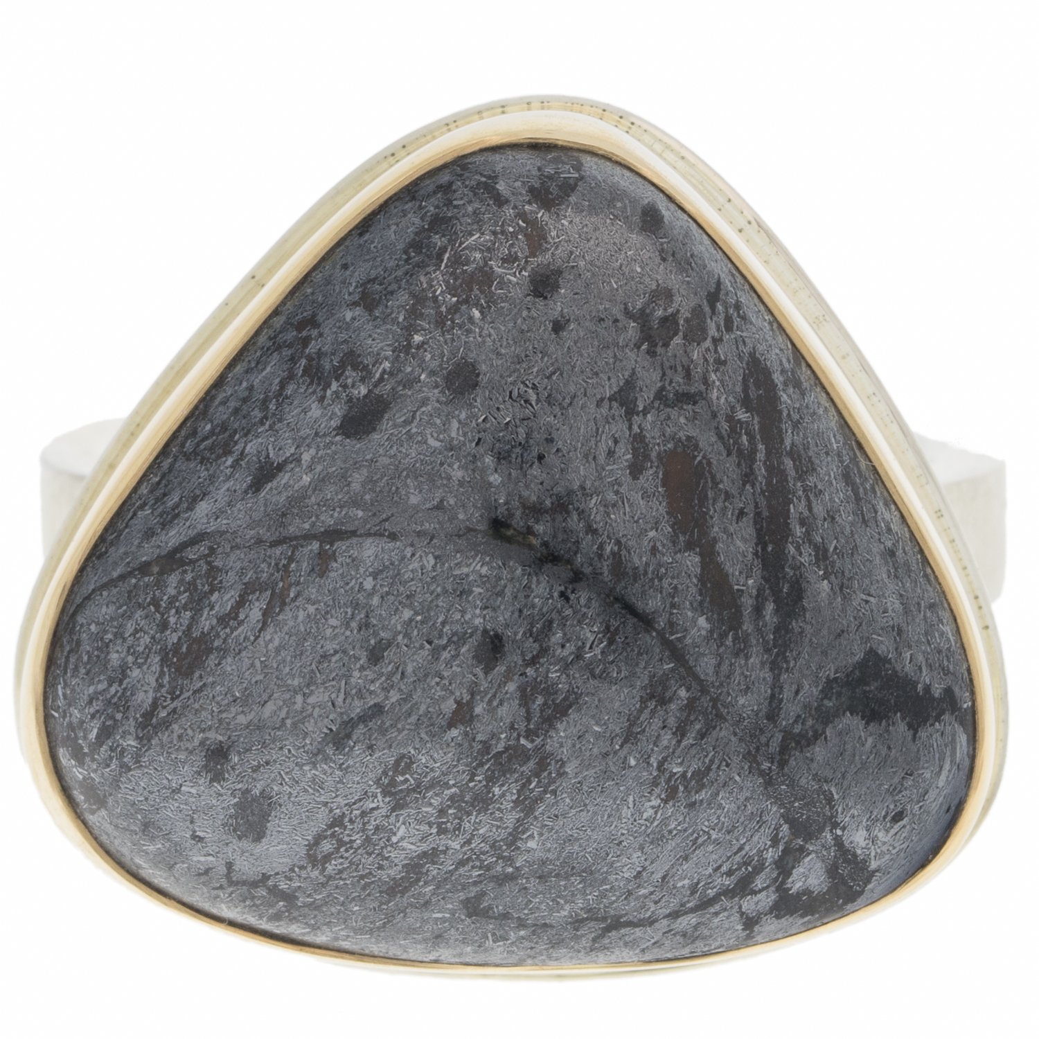 gold and silver ring with hematite by jewelry designer jamie joseph