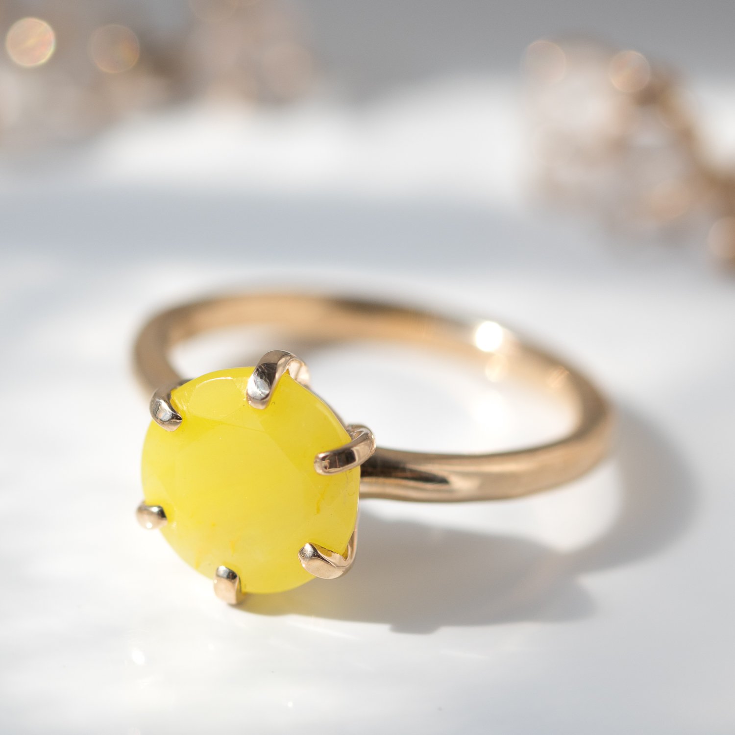 Melissa Joy Manning: 14K gold smithsonite princess ring