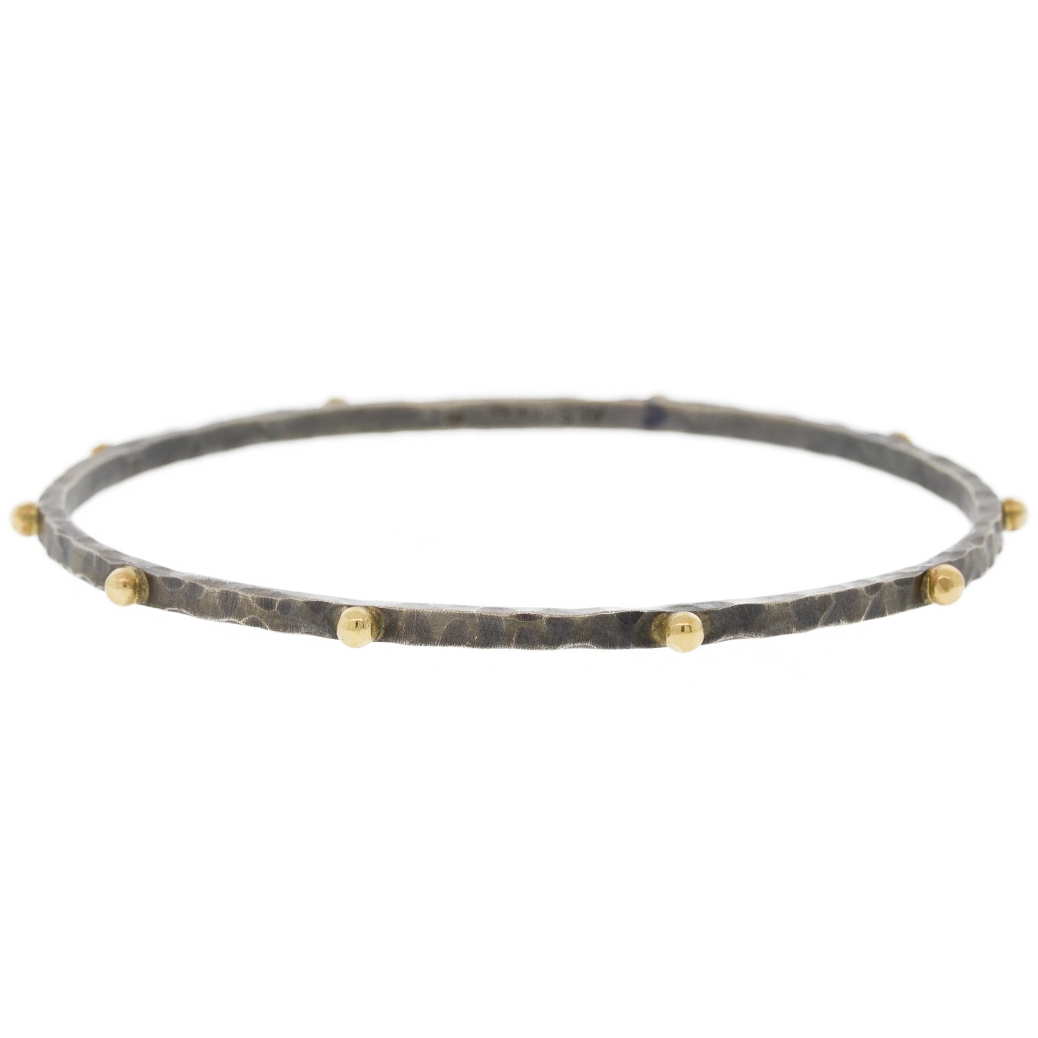 Alison Shiboski: Oxidized sterling silver and 14K gold 10 dot bangle