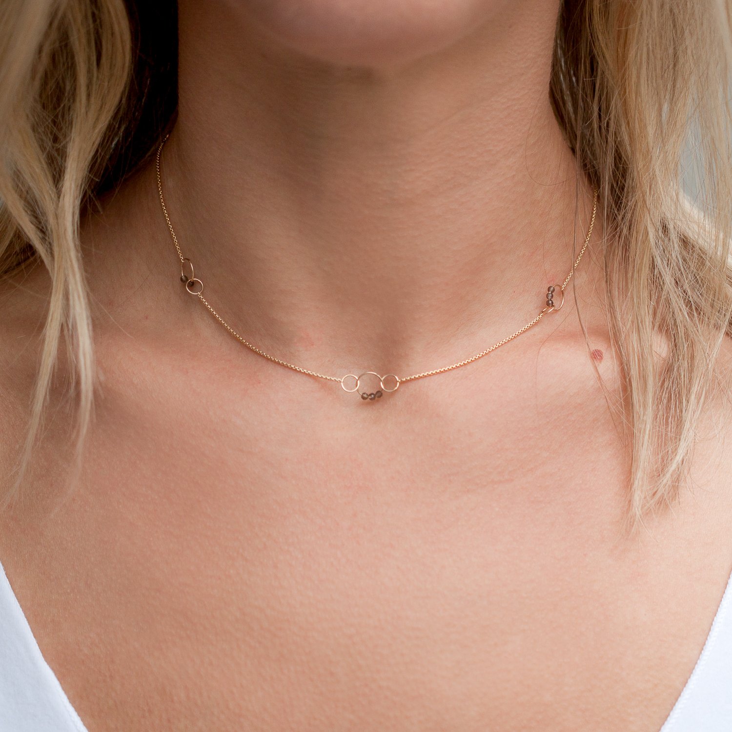 Lulu: Brea necklace in 14k Gold fill with smokey quartz