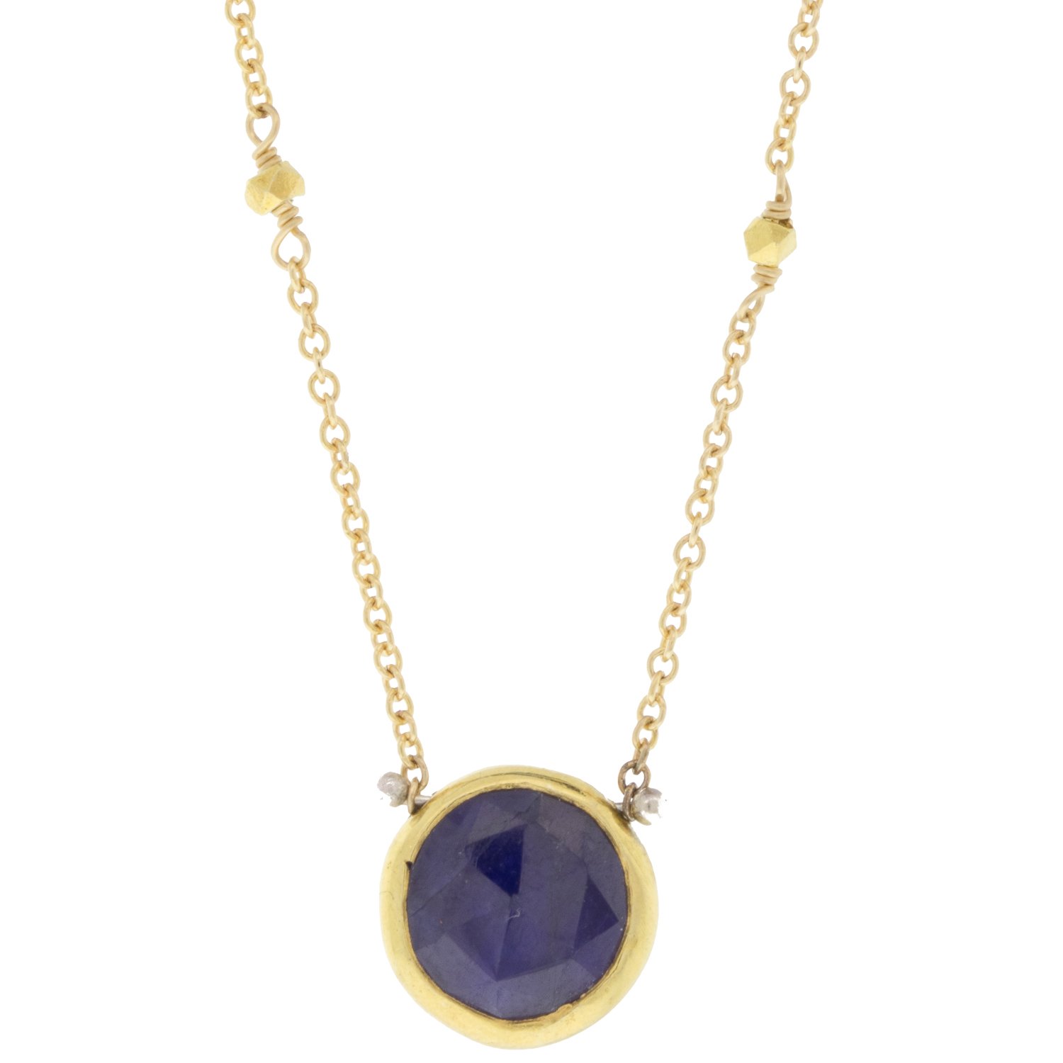 Lulu: Gold fill isabell necklace with blue sapphire