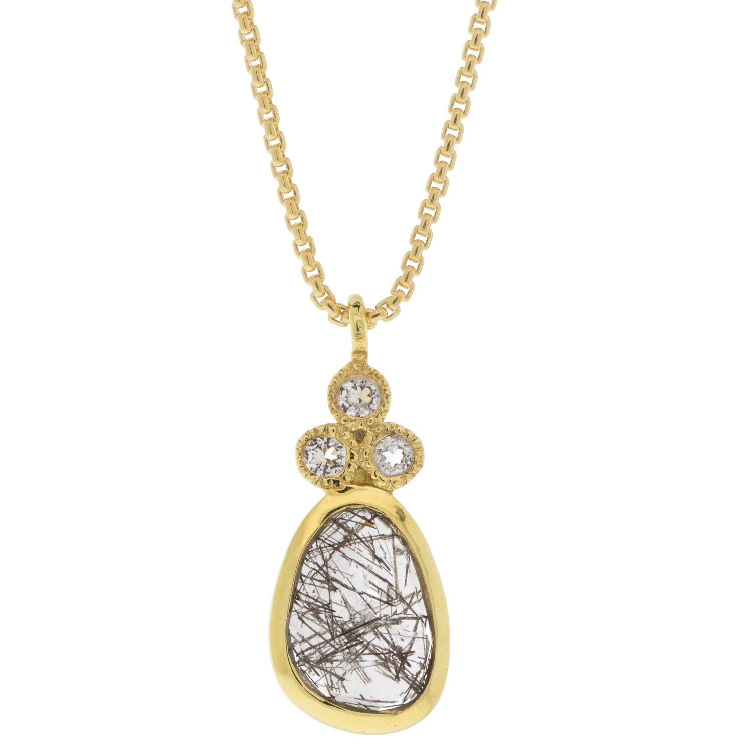 Lulu: Radiant necklace in 14k Gold fill with tourmilated quartz