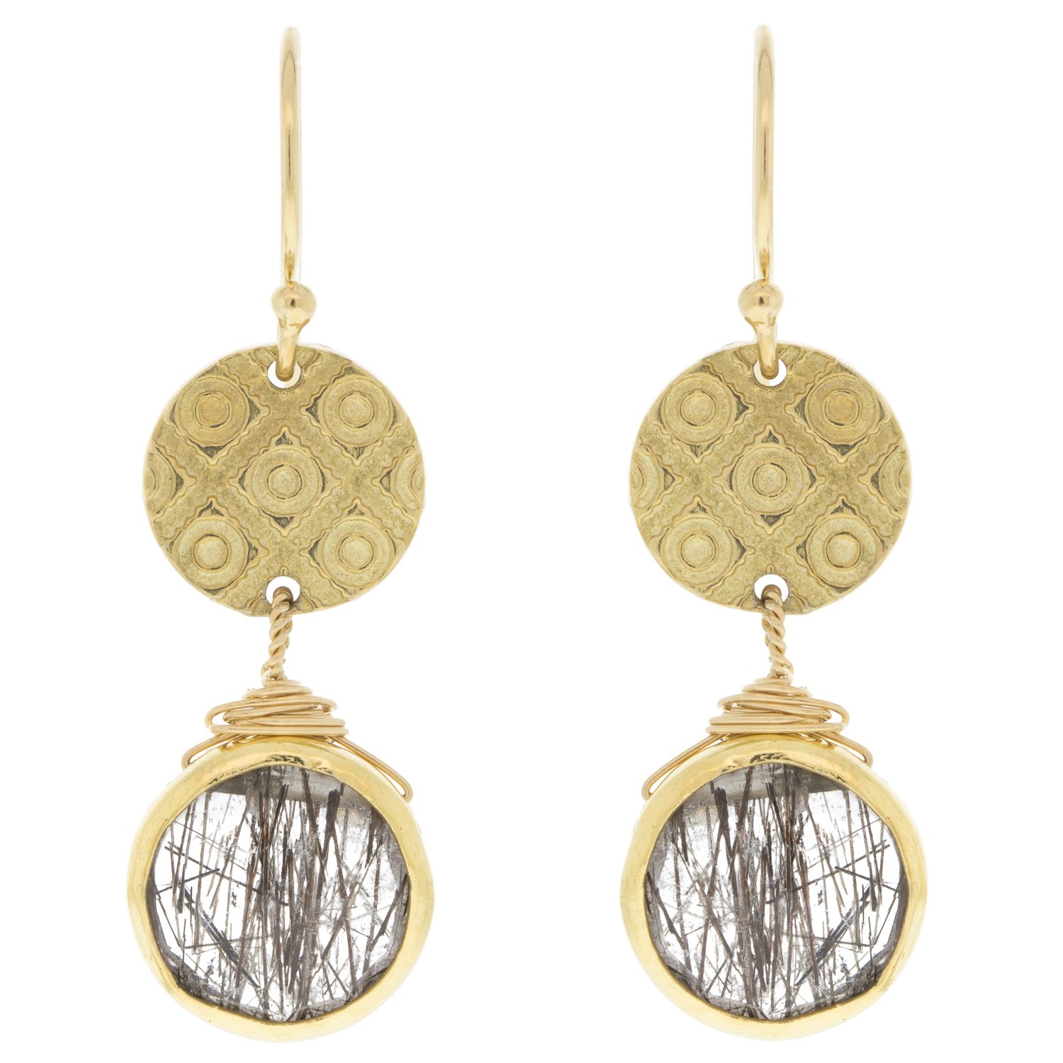 Lulu: Fairfax earring in 14k gold fill with tourmilated quartz