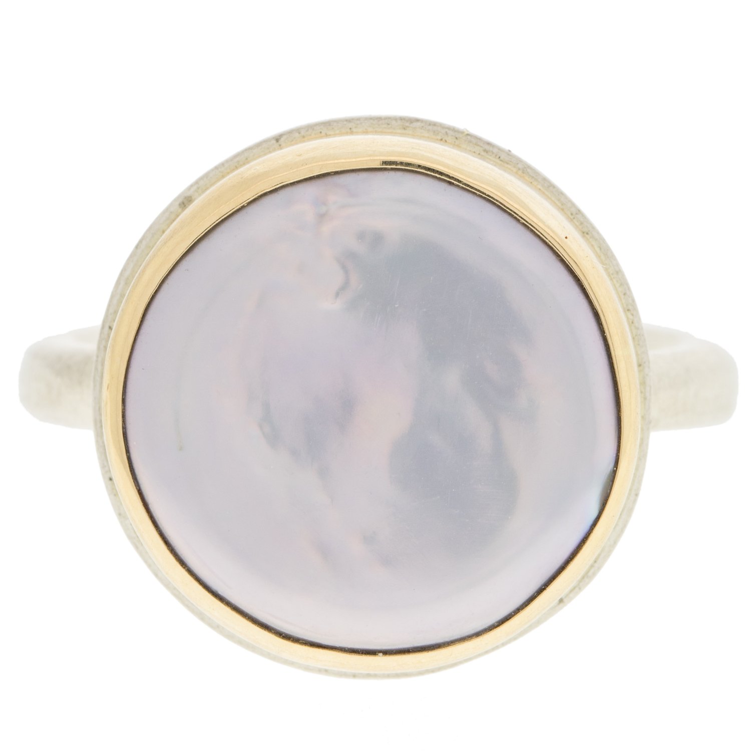 gold and silver ring with pearl by jewelry designer jamie joseph