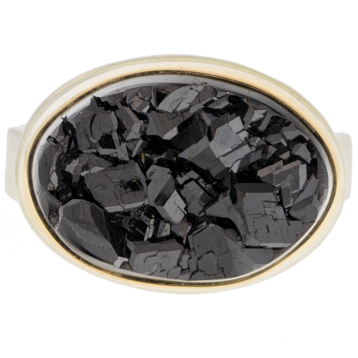 gold and silver ring with andradite by jewelry designer jamie joseph