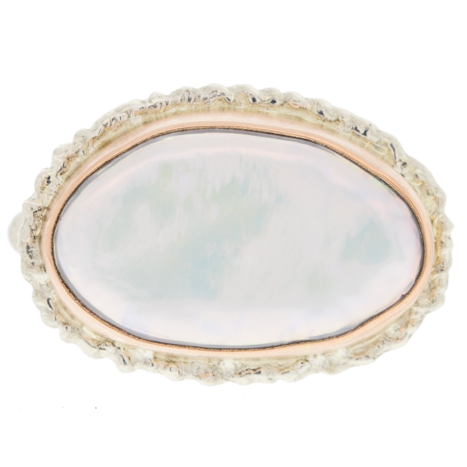 gold and silver ring with pearl by jewelry designer jamie joseph