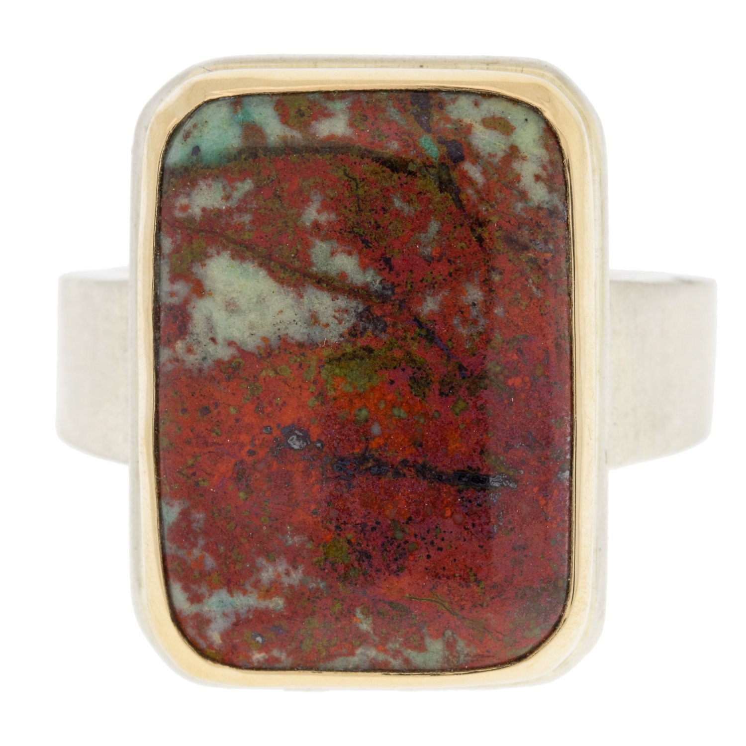gold and silver ring with cuprite by jewelry designer jamie joseph