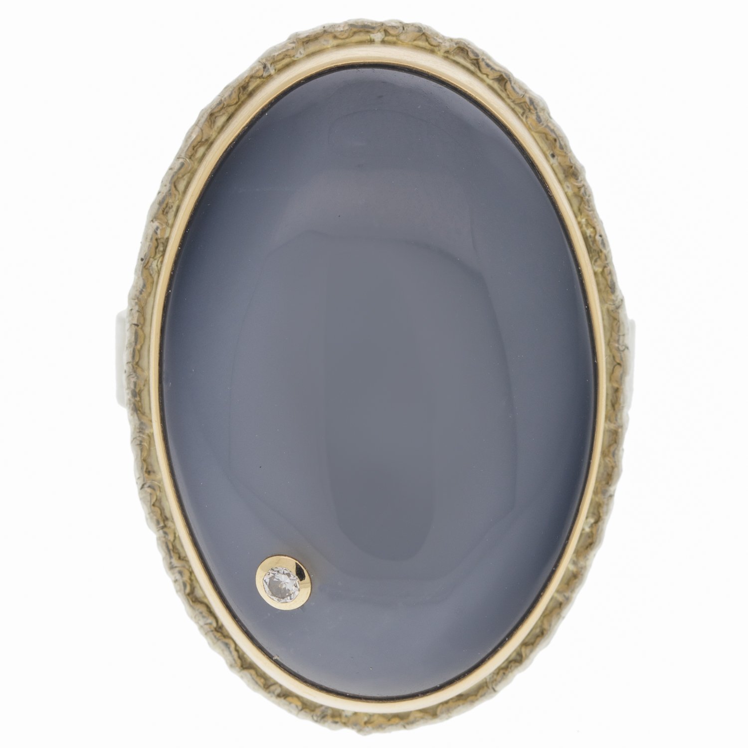 gold and silver ring with moonstone and diamond by jewelry designer jamie joseph