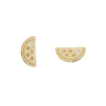 gold earrings with diamonds by jewelry designer victoria cunningham