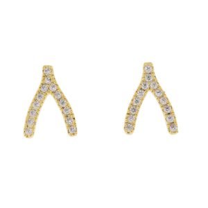 Tai: Gold CZ Wishbone Stud Earrings