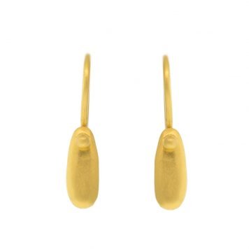 Jane Diaz: Tiny Tab Drop Gold Plate Earring, measures 7/8" x 3/16" including earwire