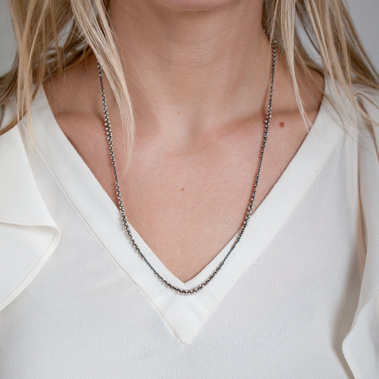 Ten Thousand Things: Necklace, Extra Luxe Beaded Clusters, Sterling Silver.