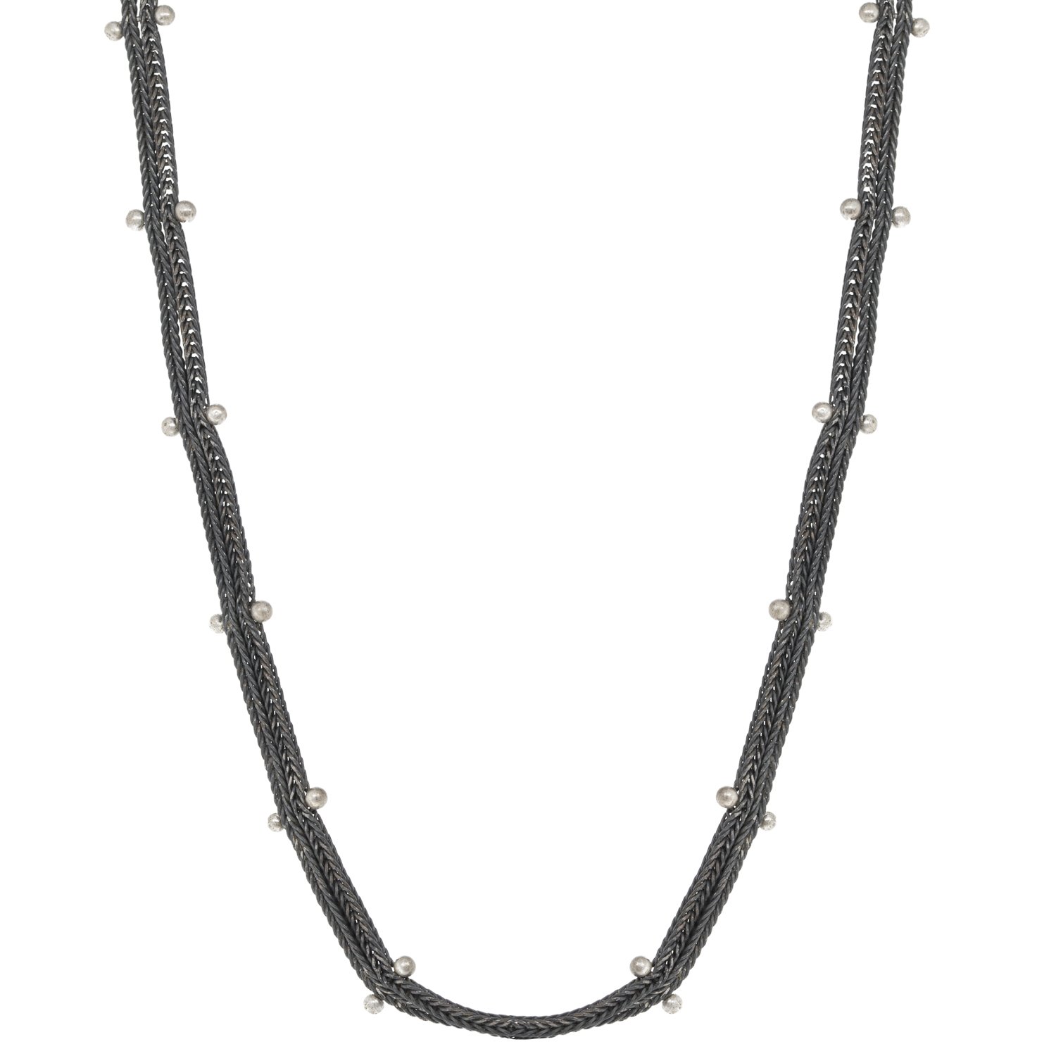Ten Thousand Things: Necklace, Studded Chain Choker, Oxidized Silver.