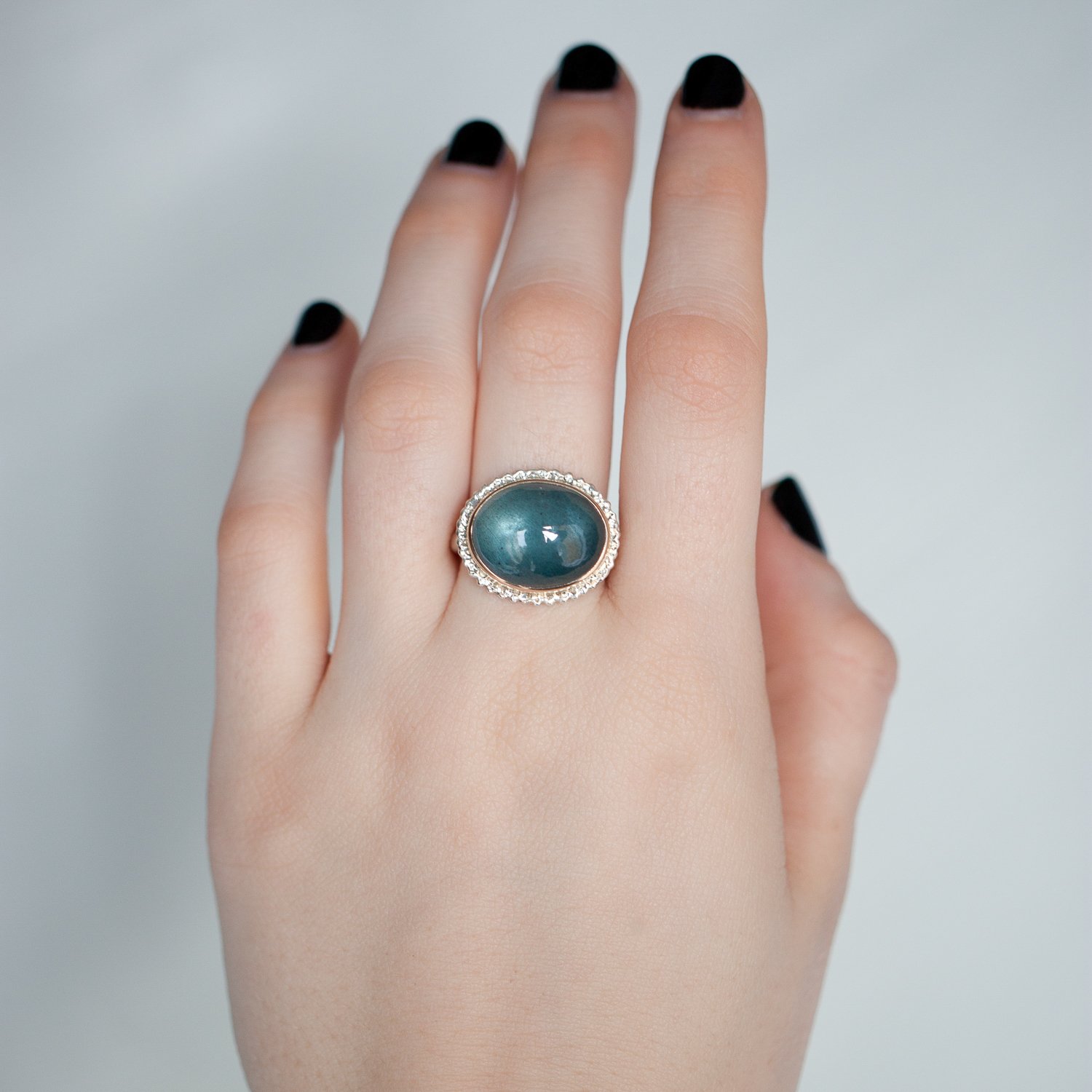 Jamie Joseph: Oval Moss Aquamarine Ring
