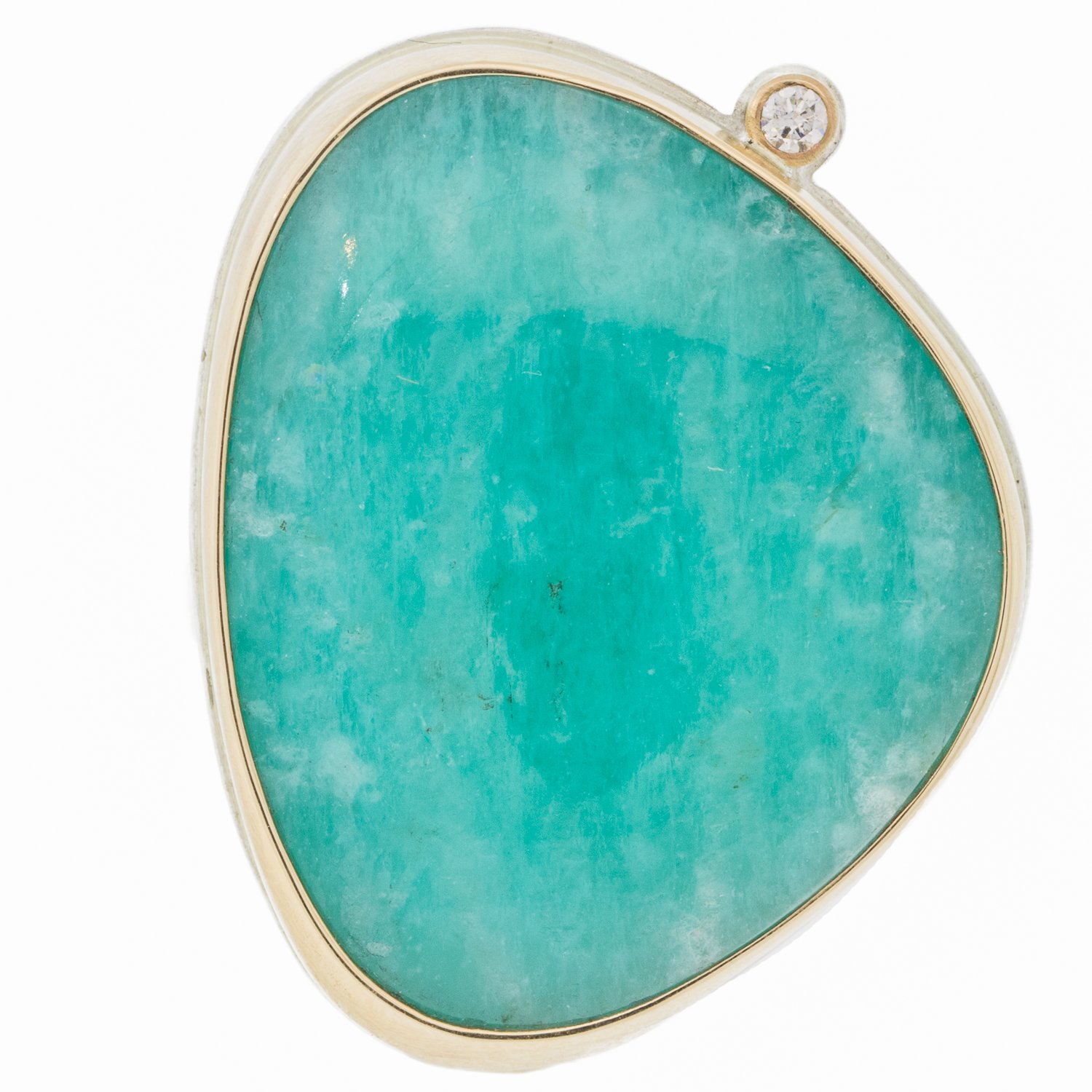 Jamie Joseph: Smooth Asymmetrical Amazonite Ring with Diamond