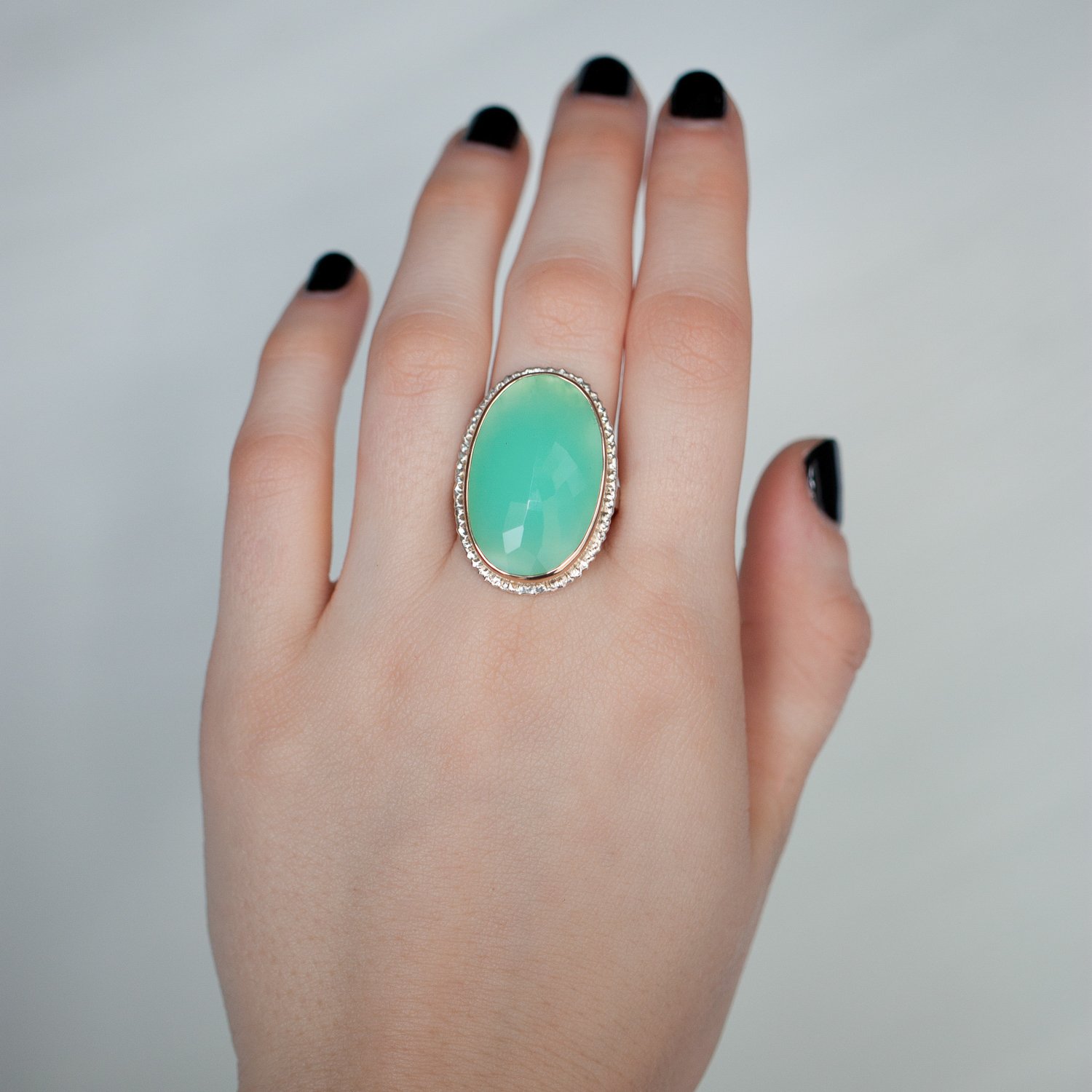 Jamie Joseph: Oval Inverted Chrysoprase Ring
