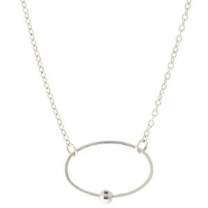 Jane Hollinger: 15.5" ss necklace w/ hammered oval and SS bead