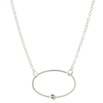 Jane Hollinger: 15.5" ss necklace w/ hammered oval and SS bead