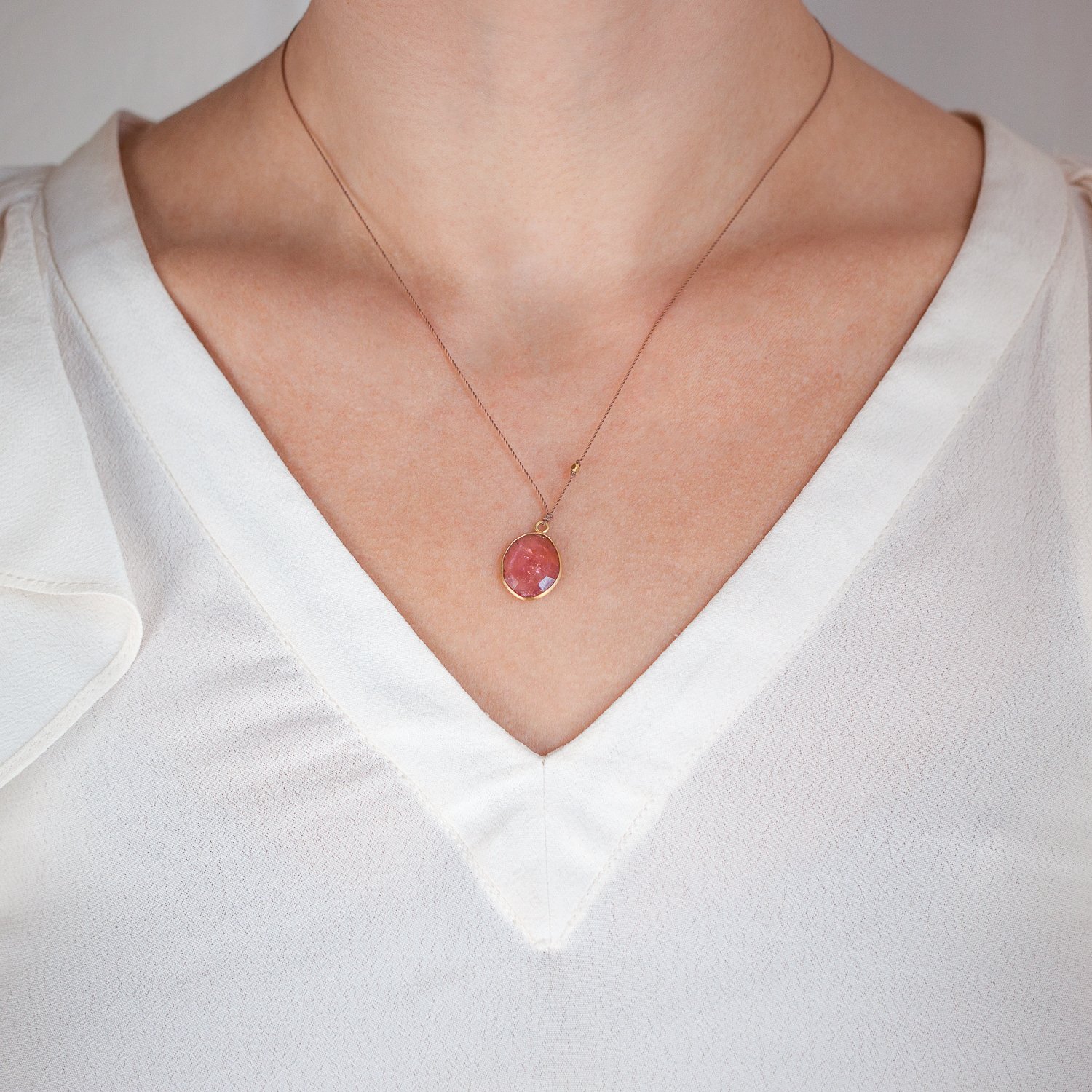 Margaret Solow: 18k Light Pink Tourmaline Necklace