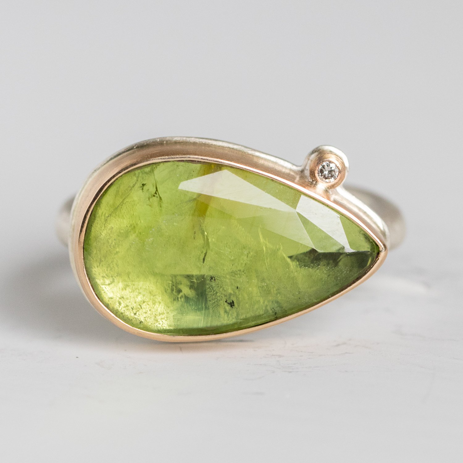 Jamie Joseph Trunk Show: Horizontal Teardrop Peridot sz 7