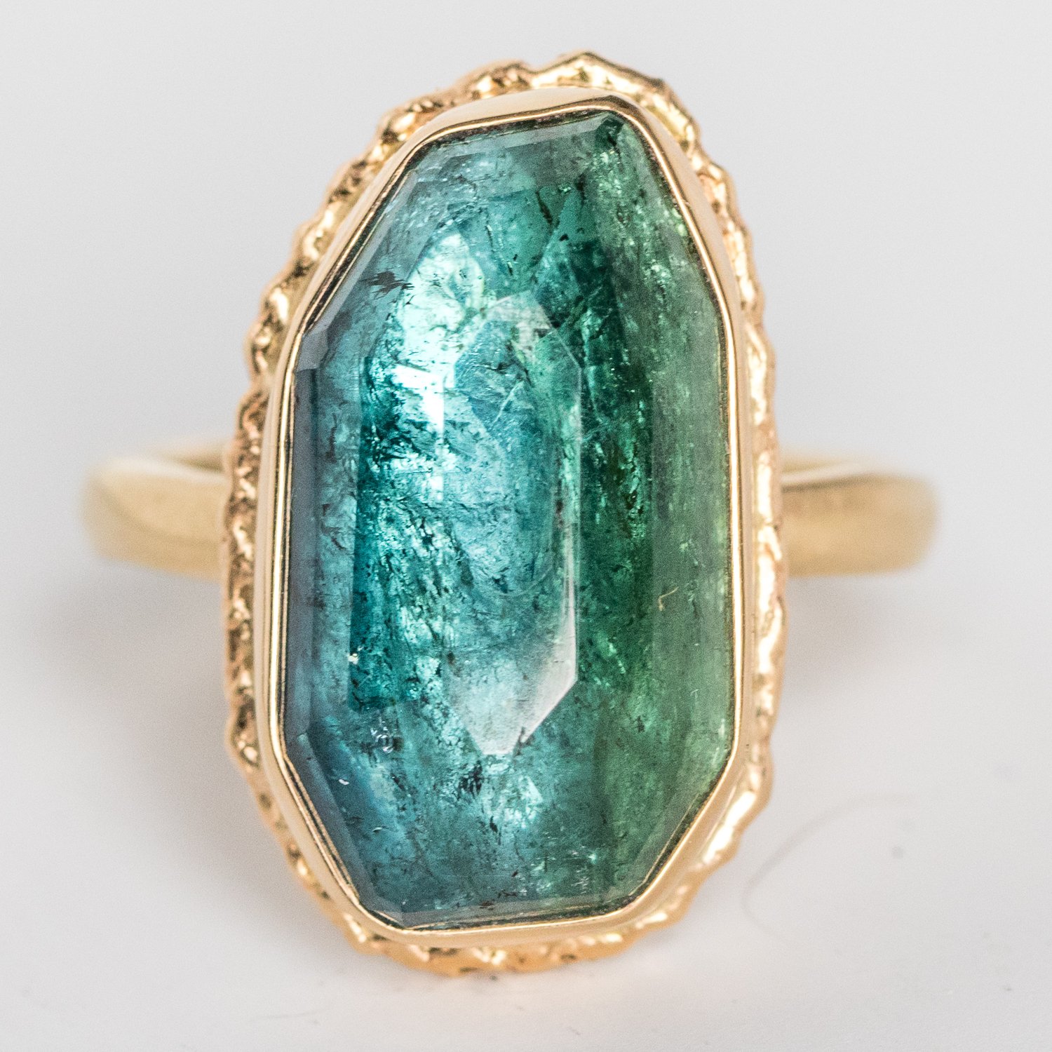 Jamie Joseph Trunk Show: 14K Gold Blue Green Tourmaline sz. 7.5