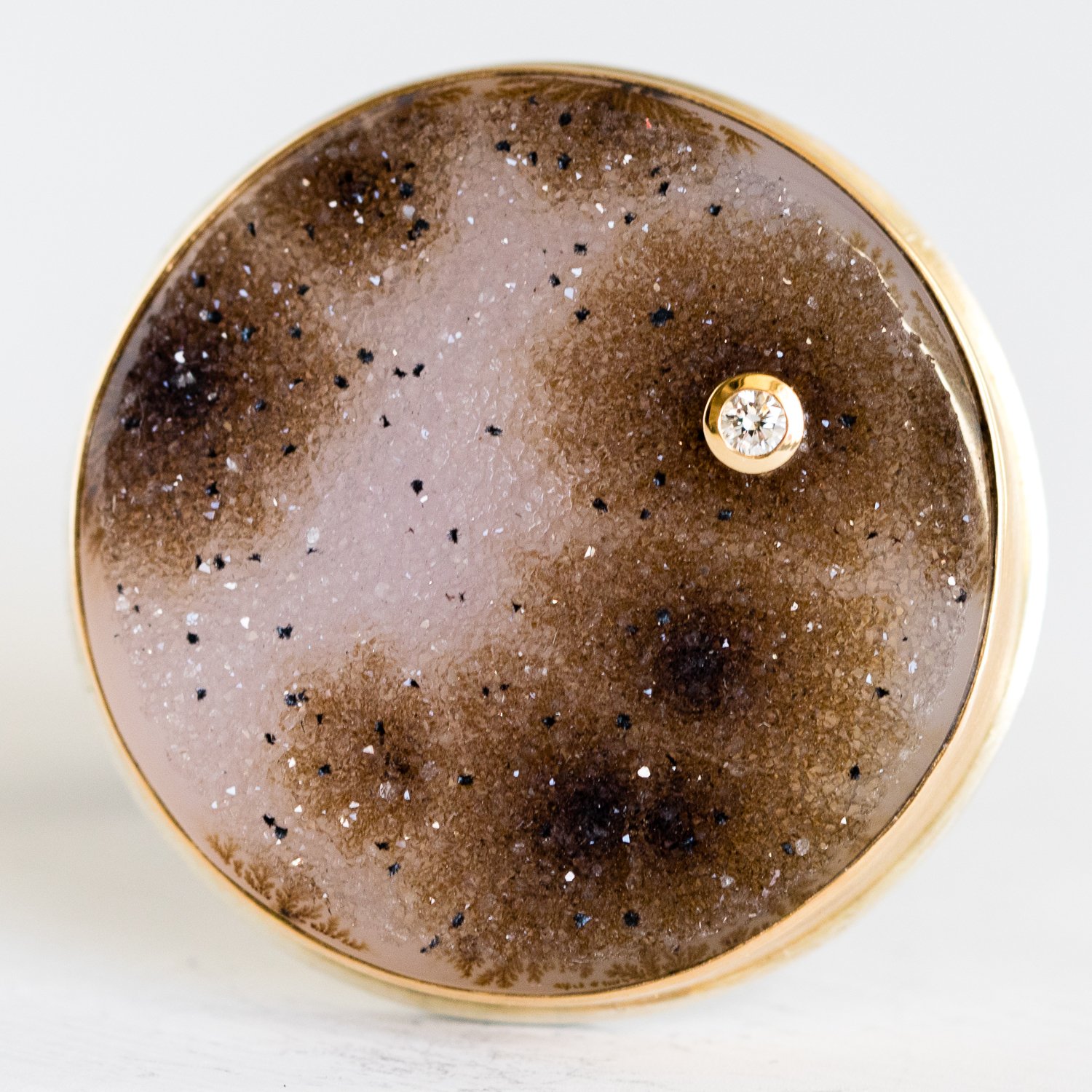 Jamie Joseph Trunk Show: Dendritic Drusy with Diamond Ring sz. 8.75