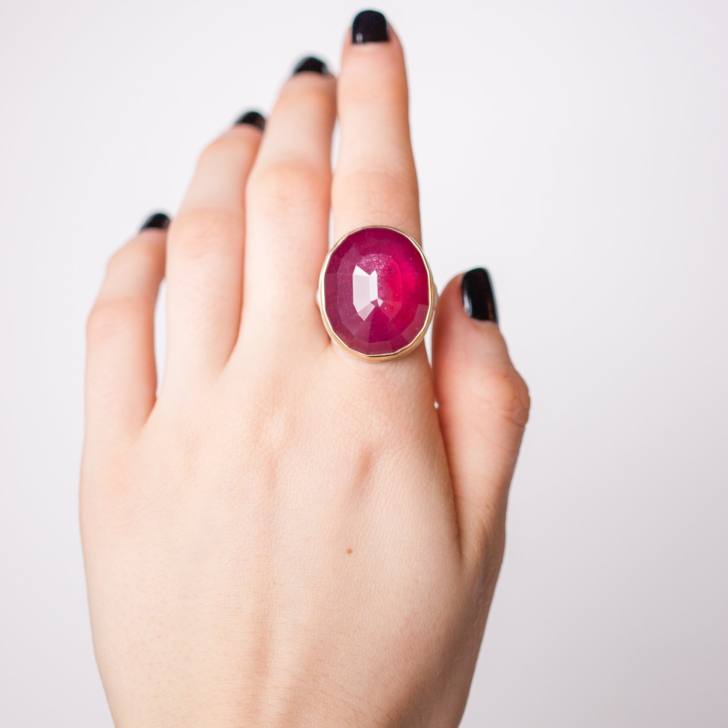 Jamie Joseph Trunk Show: African Ruby Large Faceted Oval sz. 7.5