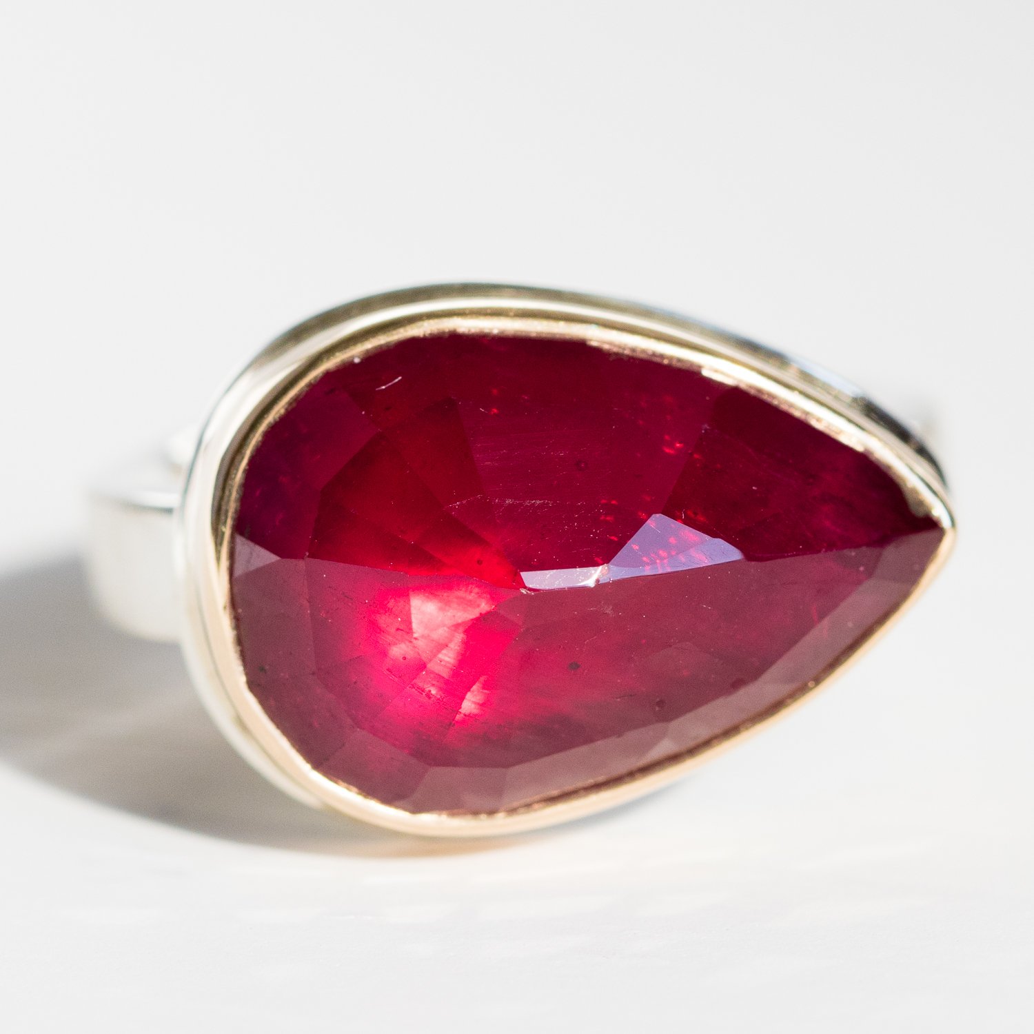 Jamie Joseph Trunk Show: Horizontal Teardrop African Ruby Ring sz. 7.25