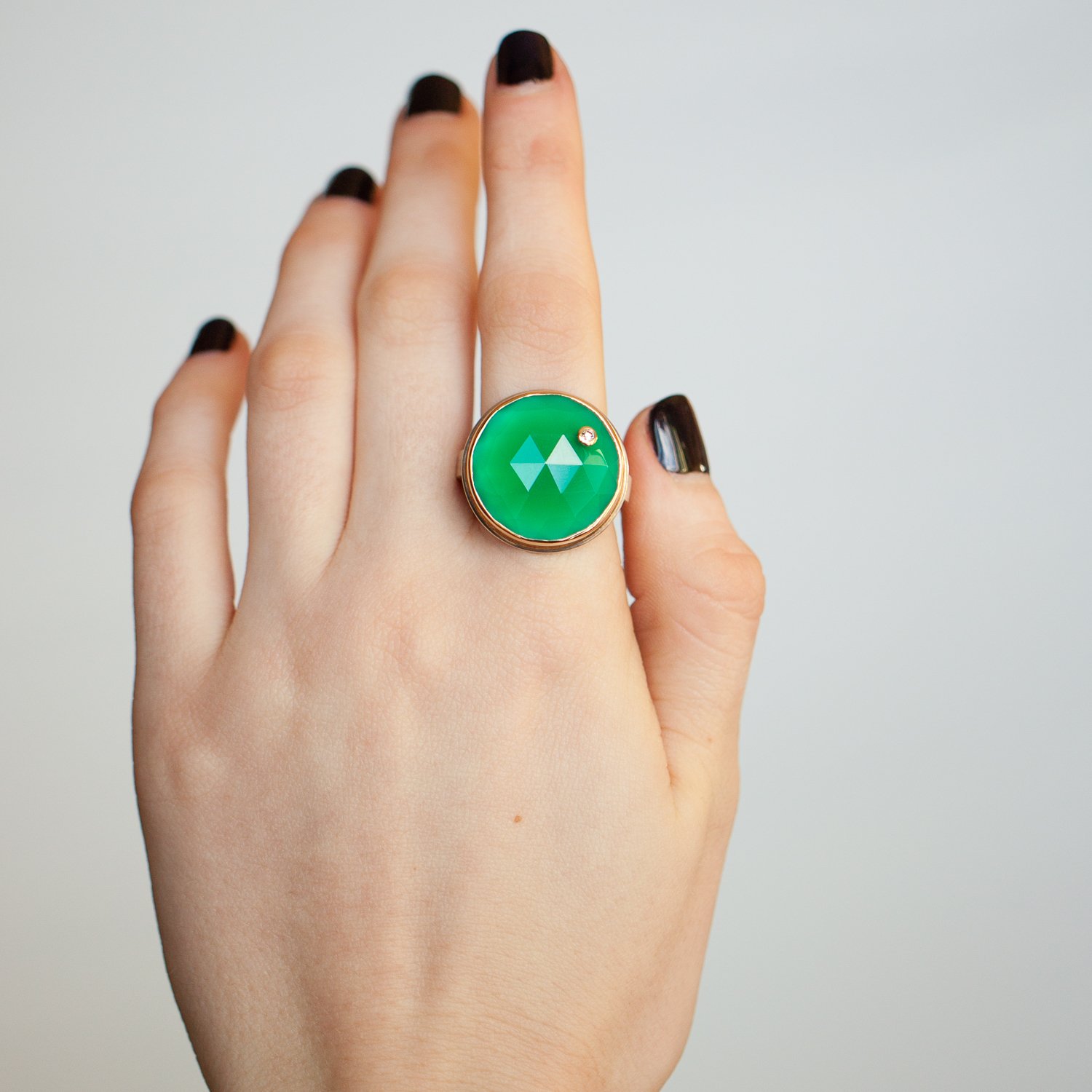 Jamie Joseph Trunk Show: Green Onyx with Diamond sz. 6.75