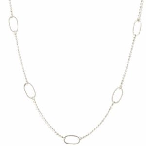 Jane Hollinger: 16" SS Necklace w/ 9 Tiny SS Ovals