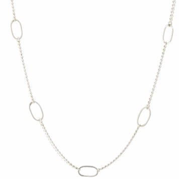 Jane Hollinger: 16" SS Necklace w/ 9 Tiny SS Ovals