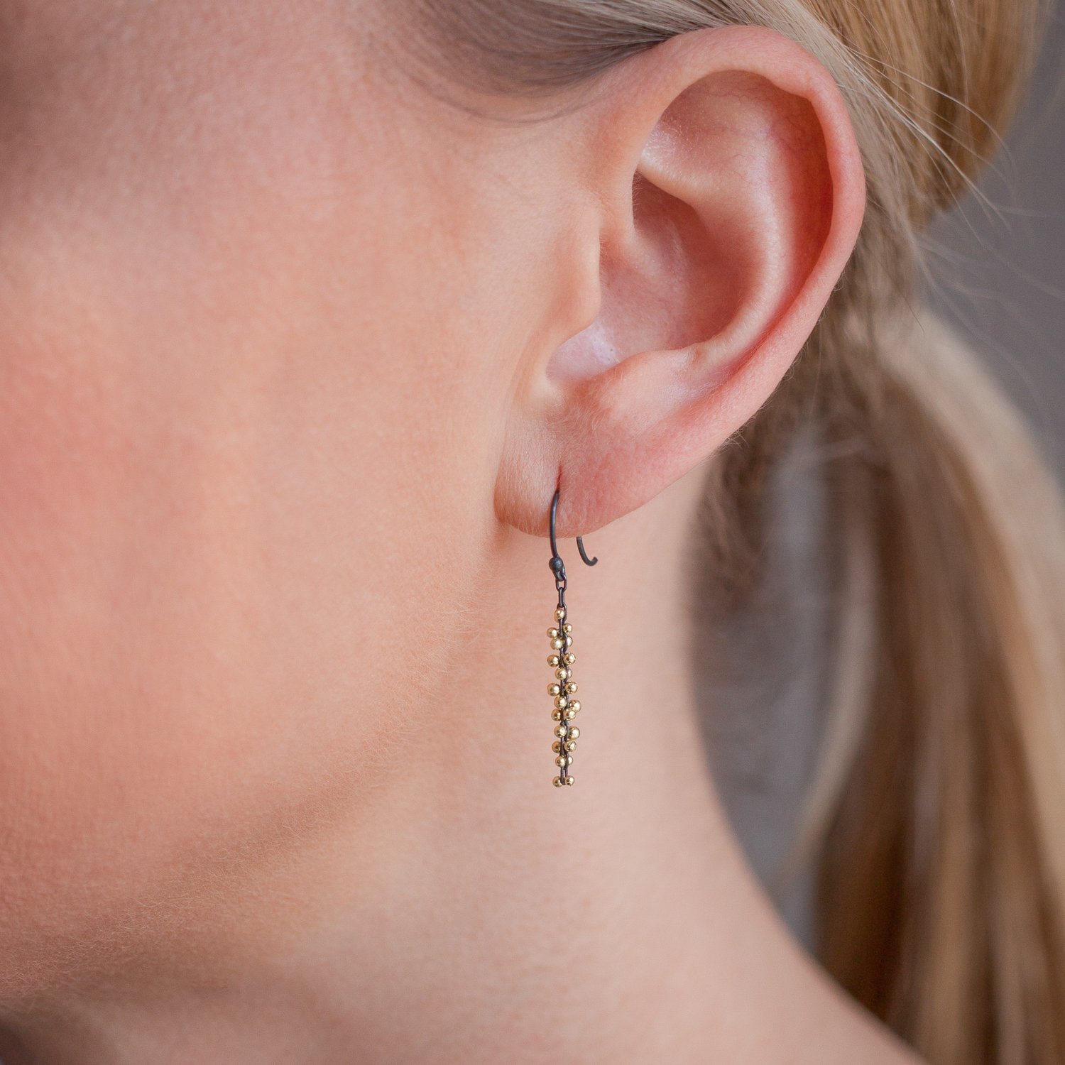 Ten Thousand Things: Earrings, Beaded Short Cluster, 18K Gold.