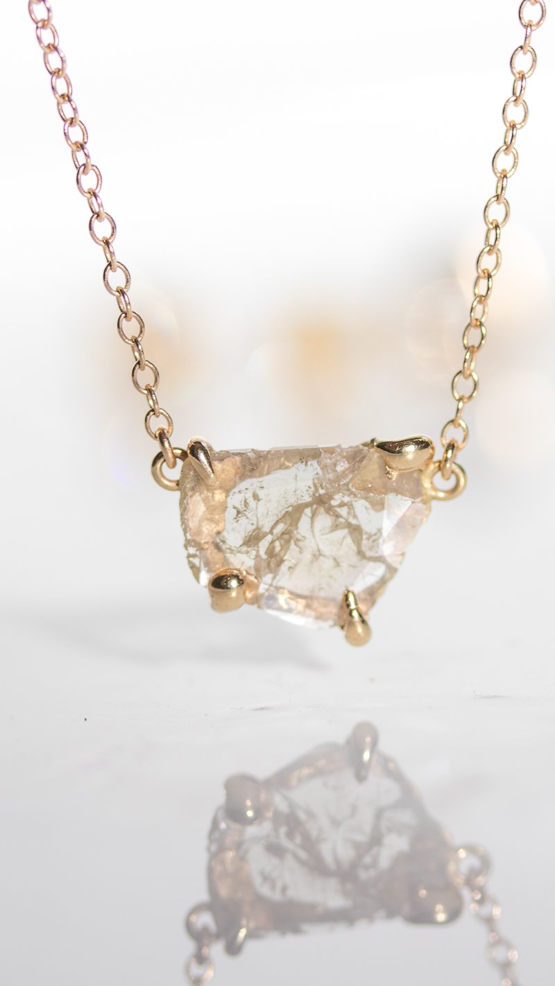 Rose cut diamond slice necklace by Victoria Cunningham