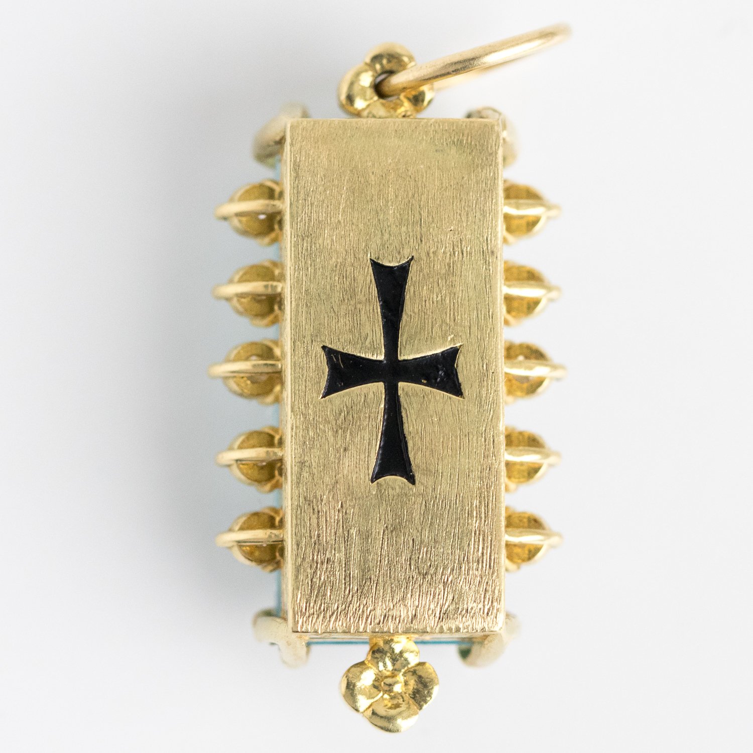 Erica Molinari Trunk Show: 18K AQUAMARINE Ivory Enamel Skeleton Diamond Charm .45
