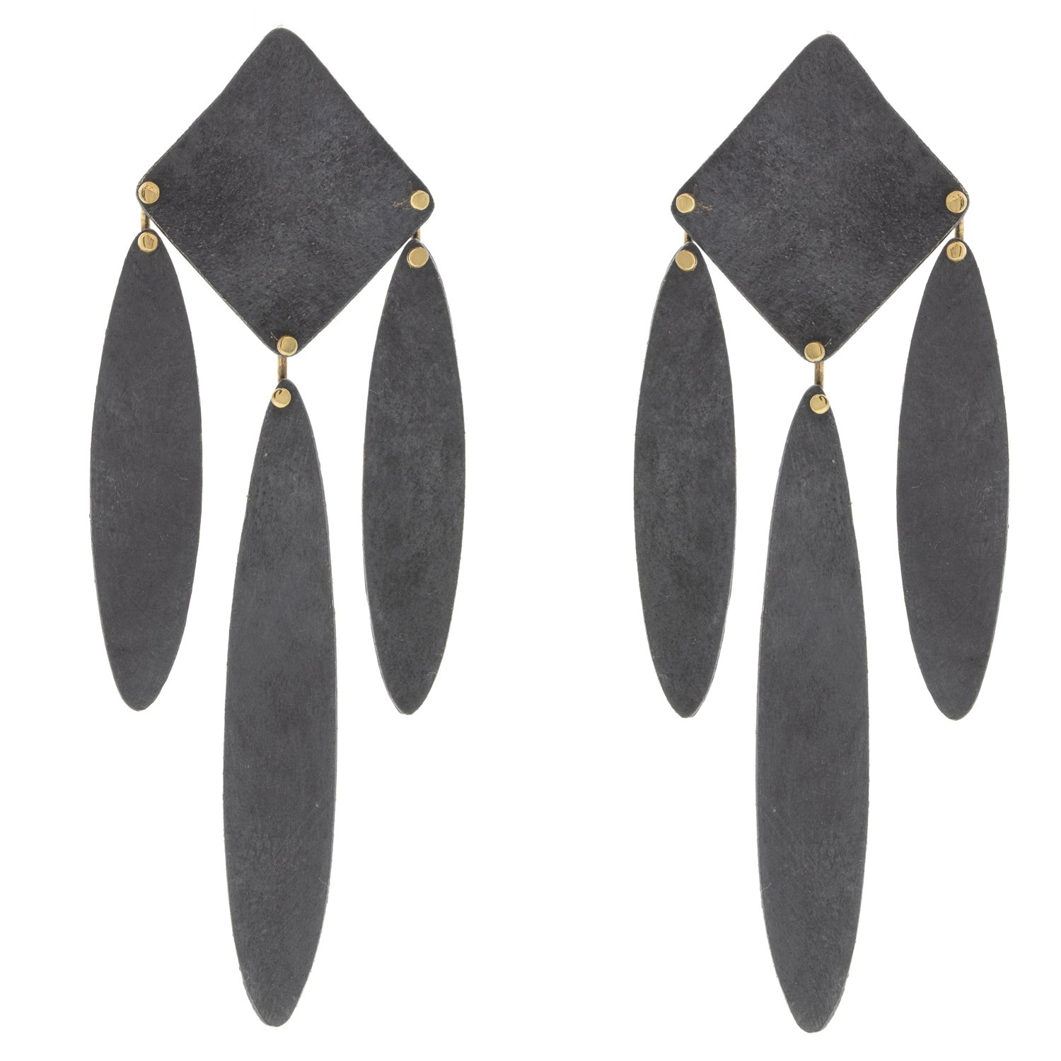 Shaesby: Waterfall slice earrings, blackened silver