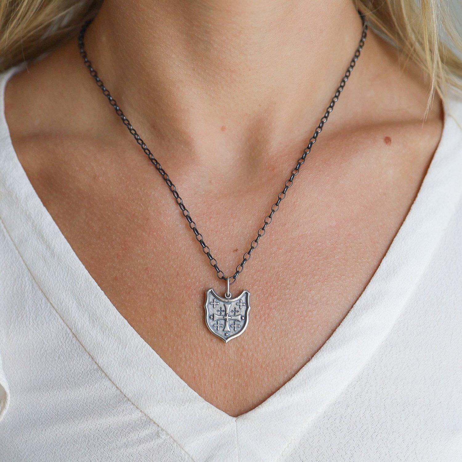 Erica Molinari Trunk Show: SS medium funky shield multi cross charm "follow your own star" -Dante