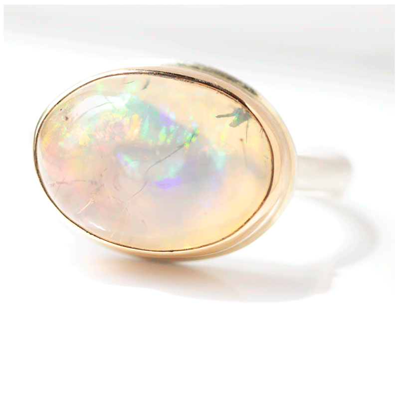 One of a kind gemstone ring in 14k gold and sterling silver by Jamie Joseph