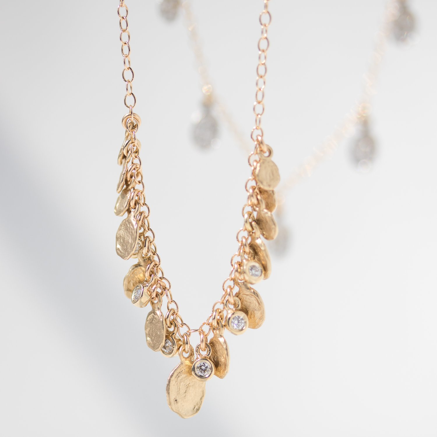 GOLDEN FLAKE DIAMOND DROP CLUSTER NECKLACE by Victoria Cunningham