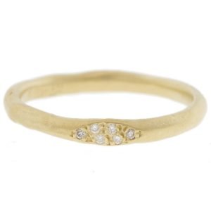 Victoria Cunningham: Ring, Stacking Band, 6 Pavé diamonds, 14K yellow gold
