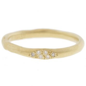 Victoria Cunningham: Ring, Stacking Band, 6 Pavé diamonds, 14K yellow gold