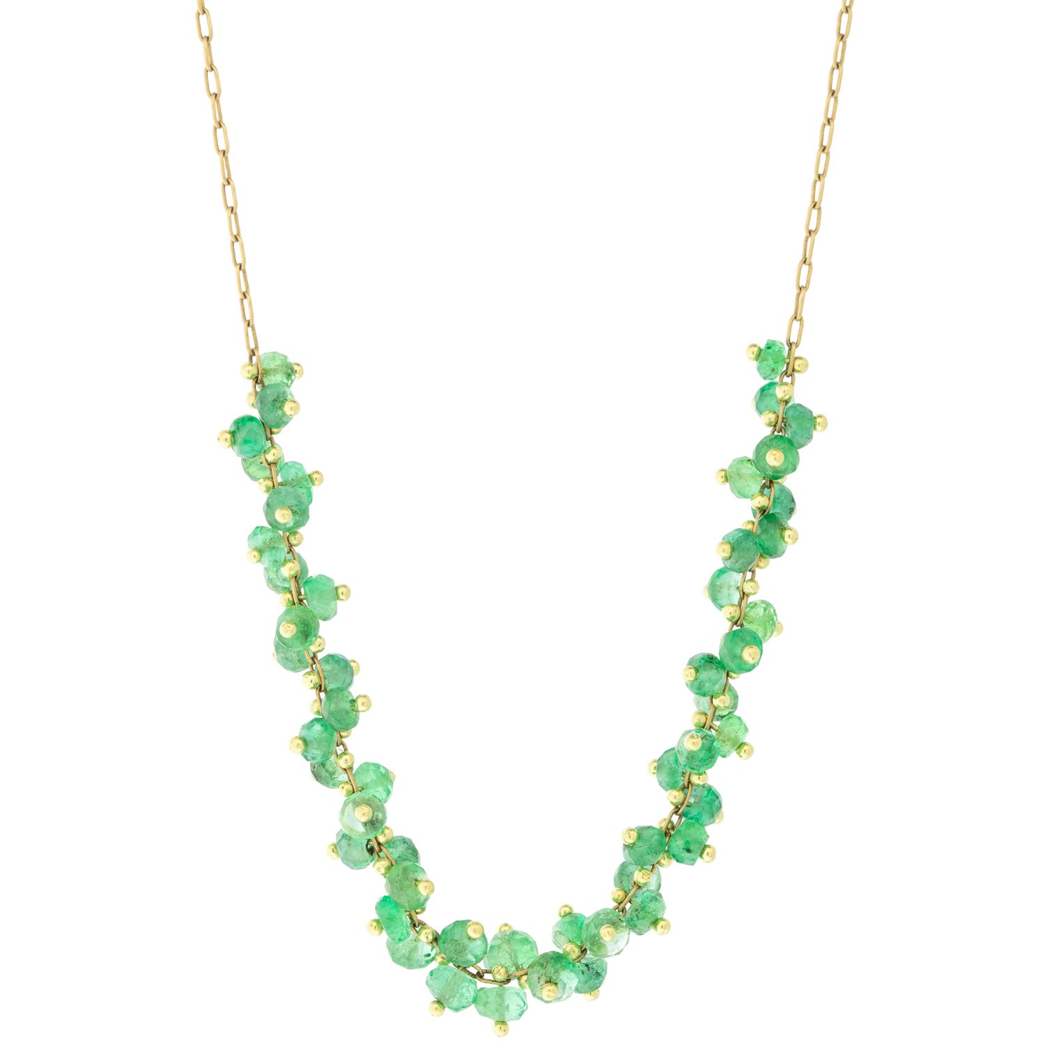 Ten Thousand Things: Long emerald center spiral on 18k