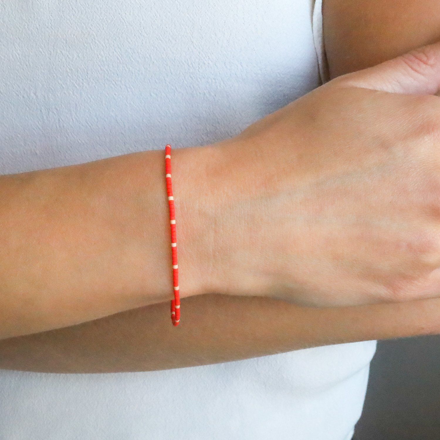 Abacus Row: Capay Bracelet- Blush/ Red