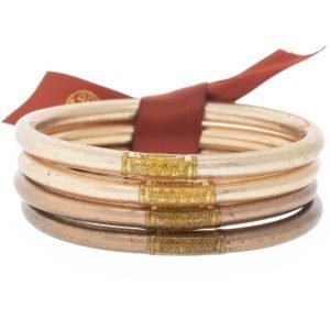 BuDhaGirl: Set of 4 All Weather Fawn Bangles Serenity Prayer