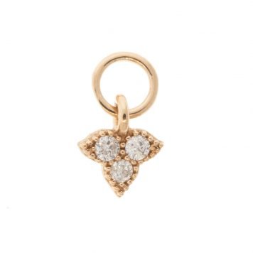 Jude Frances: Earring charm, Petite moroccan trio, Diamonds .05TCW, 18K rose gold, SINGLE