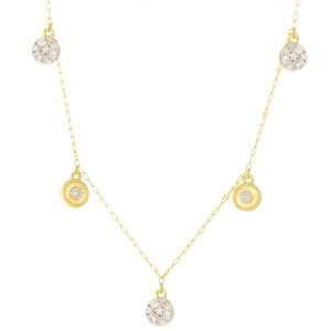 Jude Frances: Necklace, Petite, Dancing Circles, Pavé Diamonds .20TCW, 18K Yellow Gold, 16" in Length