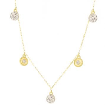 Jude Frances: Necklace, Petite, Dancing Circles, Pavé Diamonds .20TCW, 18K Yellow Gold, 16" in Length